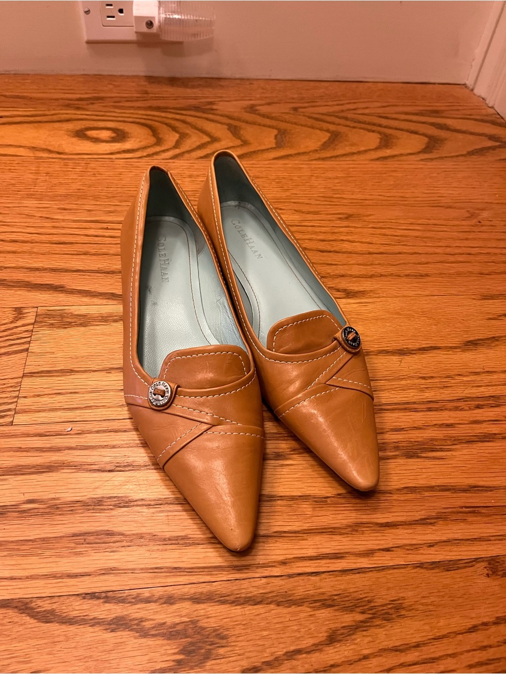 Classic Pointed-Toe Flats in Tan by Cole Haan